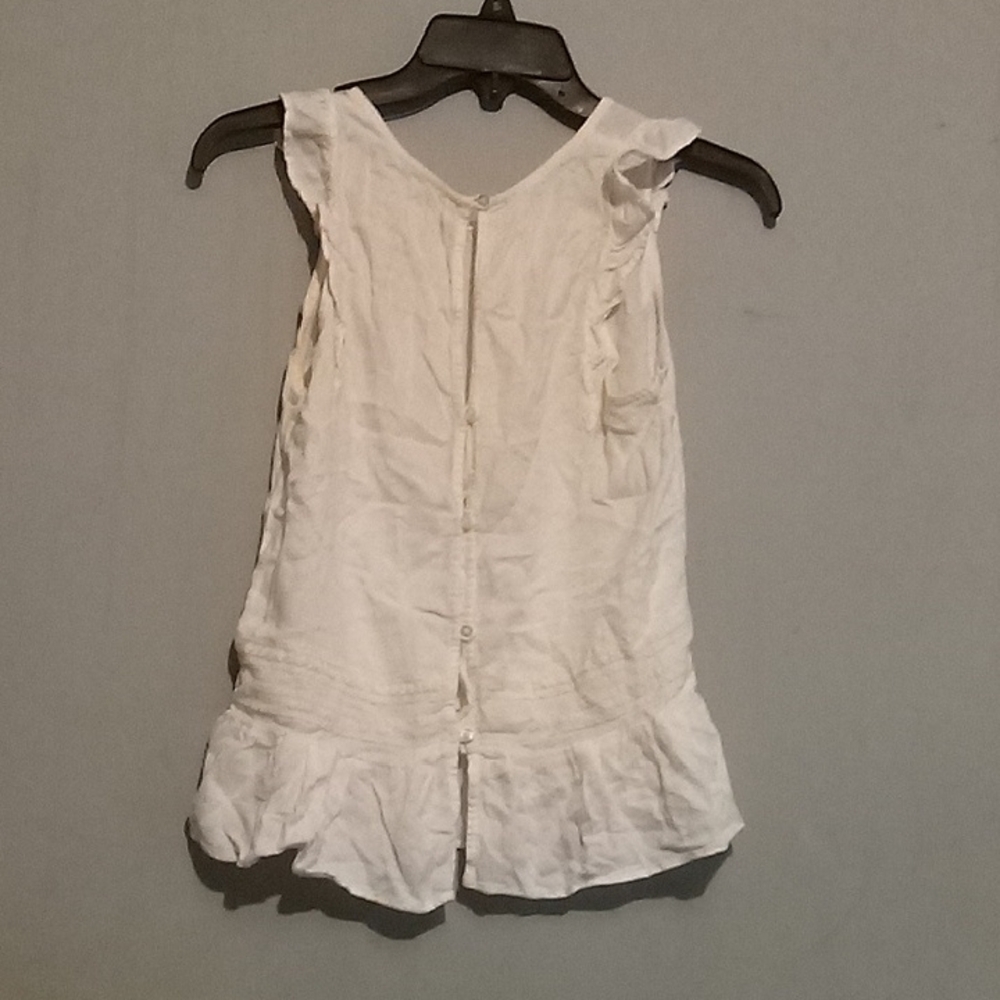 Hollister White Ruffle Tank Top